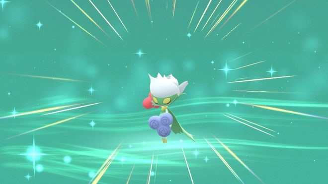 Roserade in Pokémon Brilliant Diamond and Shining Pearl after just evolving from Roselia with a Shiny Stone.