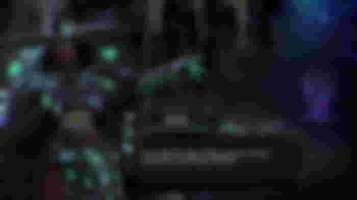 An encounter with Hecate in the Underworld, with the dialog box at the center of the screen and Hecate posing on the left.
