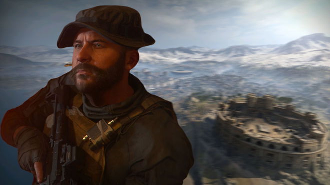 Modern Warfare 3 Captain Price with blurred image of Verdansk in background