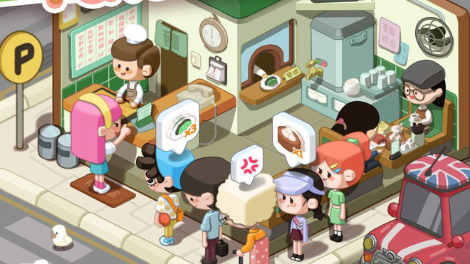 Multiple characters in the restaurant in Rent Please Landlord Sim.
