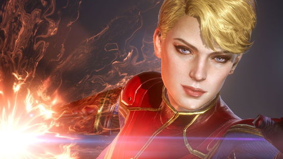 Marvel Future Revolution player staring with explosion cloud in background