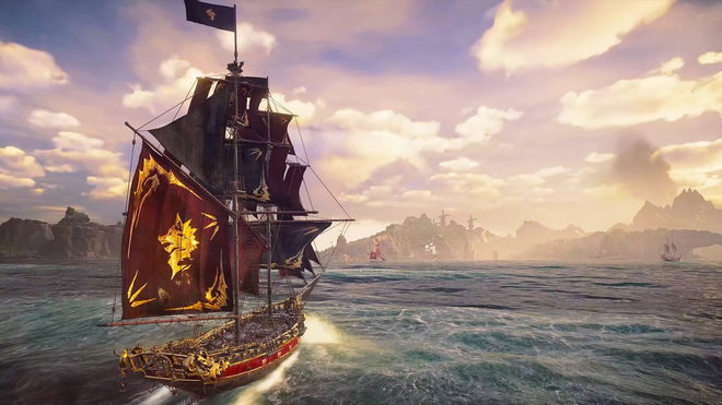 Skull and Bones Raging Tides pirate ship on the water