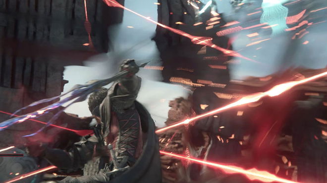 Clive in the middle of combat in Final Fantasy 16.