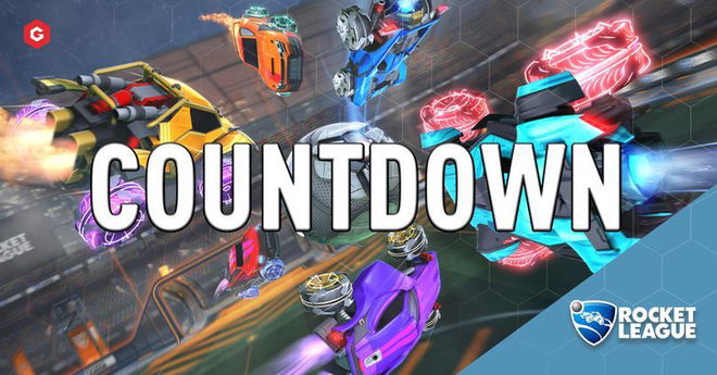 A group of cars coming together in Rocket League.