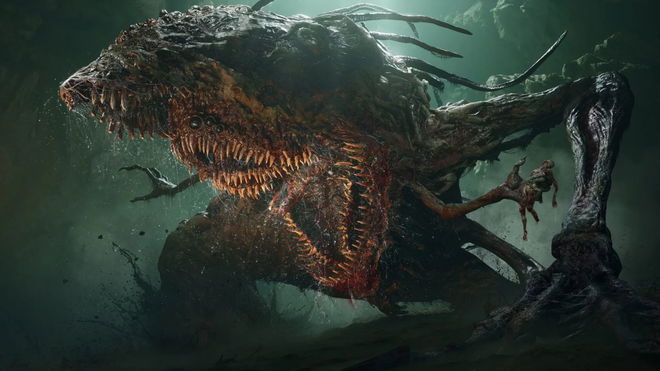 A still image of a boss fight from Lords of the Fallen.