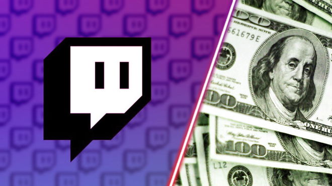 Twitch's logo alongside some money.
