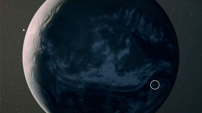 The planetary view in Starfield used to scan for objects on its surface.