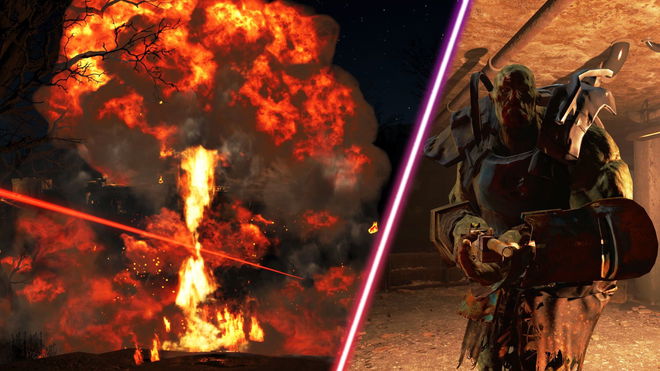 A car exploding in Fallout 4.