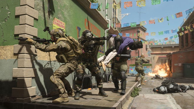 Modern warfare 2 players aiming while solider carries hostage