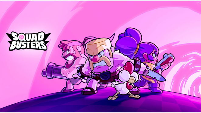 Squad Busters heroes stand on a hill, ready to fight.