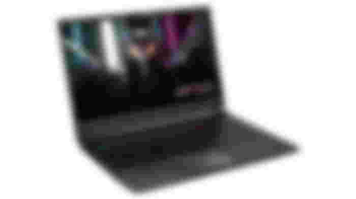 Gigabyte AORUS 17 product image of a black gaming laptop featuring blue fading to purple backlit keys and a mechanical animal graphic on the display.