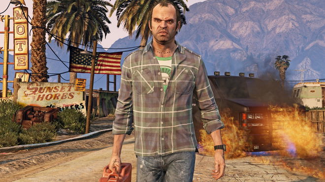A promo screenshot for GTA 5.