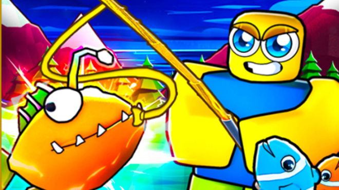 A Roblox character fishing in Fishing Frenzy Simulator.