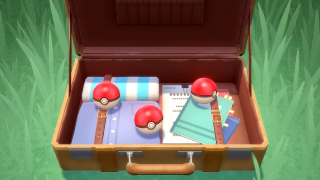 Professor Rowan's briefcase, containing the three starter Pokémon in Pokémon Brilliant Diamond and Shining Pearl.