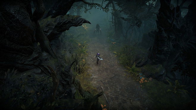 Image of a dark forest in V Rising.