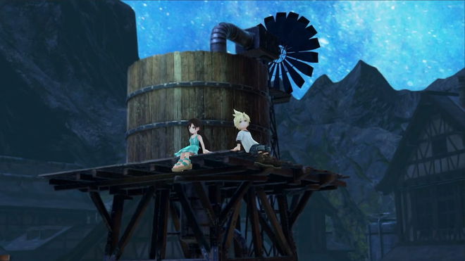 Cloud and Aerith in Final Fantasy 7 Ever Crisis.