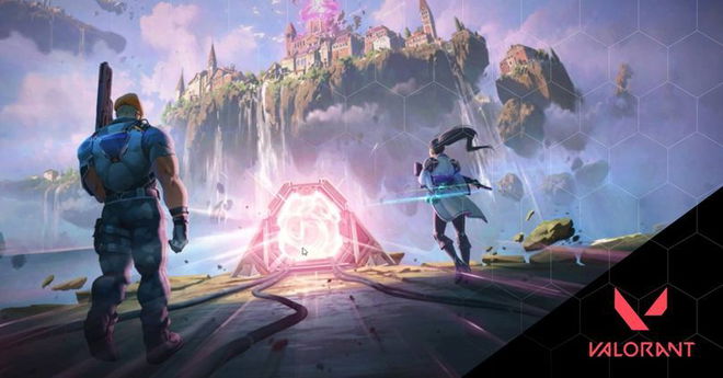 Agents Brimstone and Sage approaching a portal in Valorant.