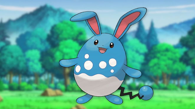 Azumarill in the forest in Pokemon Scarlet and Violet.