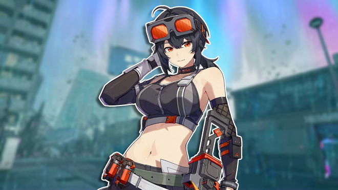 Zenless Zone Zero's Grace adjusting her hair with her right hand.