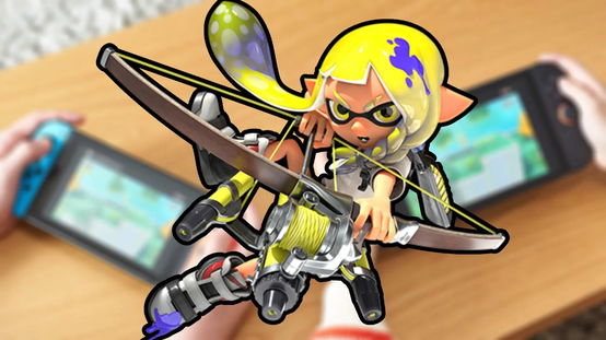 A squid kid in front of the Switch and Switch 2