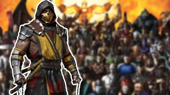Scorpion in front of the MK Armageddon roster