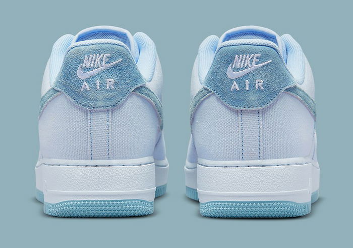 Nike Air Force 1 "Dip Dye" product image of a light blue dyed sneaker.