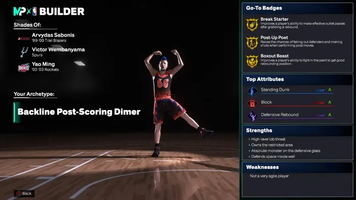 NBA 2K26 MP Builder Backline Post-Scoring Dimer