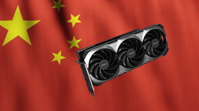 GeForce RTX 4090 Ventus 3X on top of chinese flag waving