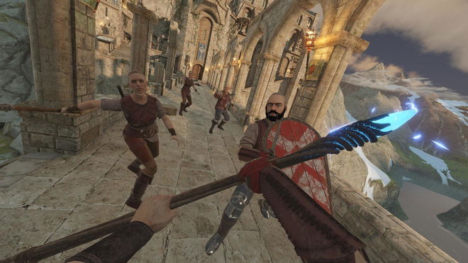 A first-person view of a mage in Blade & Sorcery casting a spell