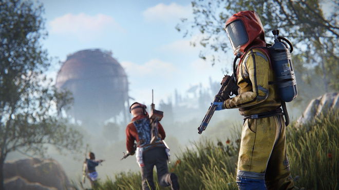 best mobile games like rust - people in Hazmat suits walking around