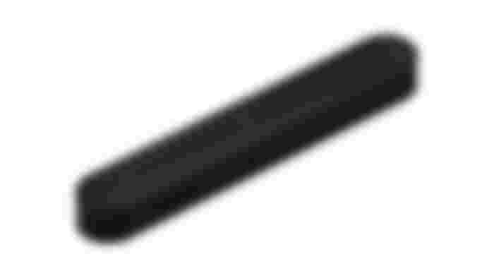 Sonos Beam product image of a long, compact, black soundbar.