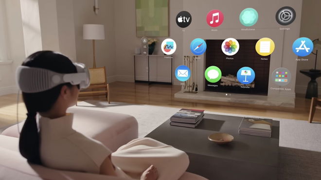 Apple Vision Pro AR or VR - AN image of a lady using the headset