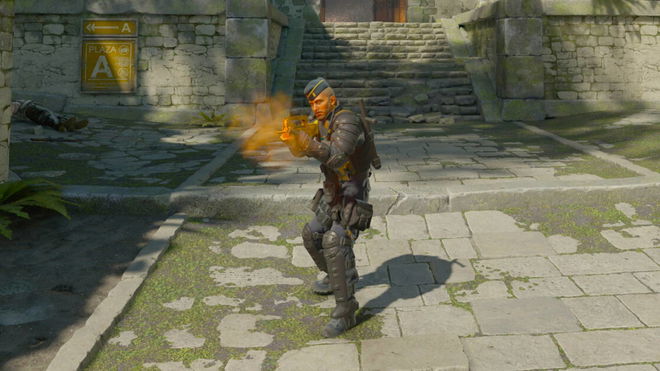 CS2 mic not working - An image of an in-game character shooting with a gun
