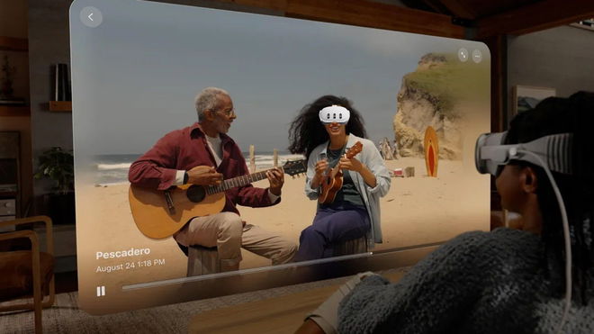 Apple Vision Pro spatial videos being showcased with someone wearing a Meta Quest 3