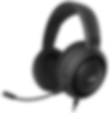 Corsair HS35 product image of a black headset with a thin mic that extends around to the front.