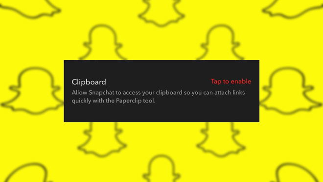 An image of the clipboard option on Snapchat