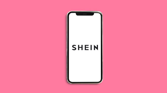 A picture of a phone with the SHEIN logo at its center.