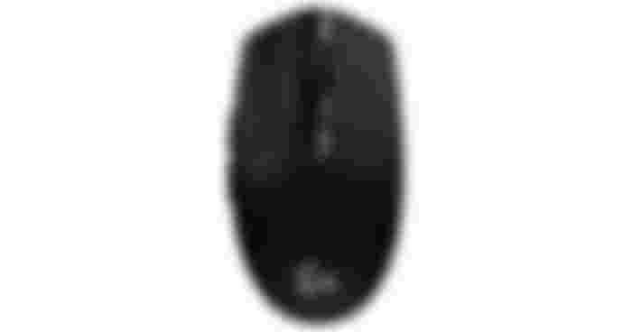 Logitech G305 LIGHTSPEED product image of a wireless black gaming mouse featuring gray Logitech branding on top.