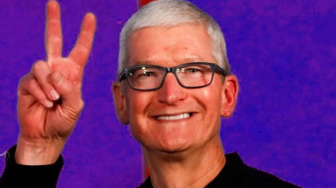 Apple Metaverse Job Listings: Apple CEO Tim Cook on a purple Metaverse background 