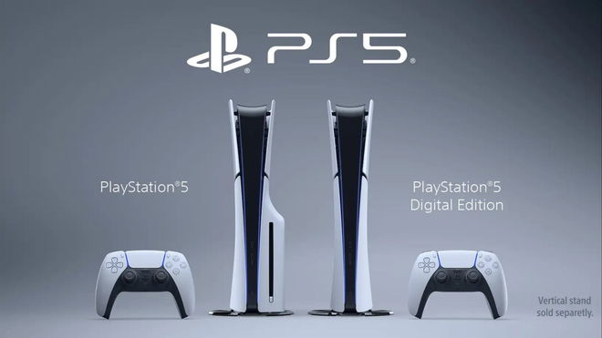 PS5 Slim consoles. One has a disk drive, while the 'digital edition' does not.