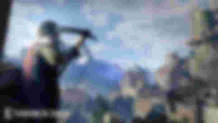 Rested buff - Player holding Pickaxe looks at buildings