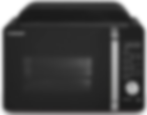 Cuisinart AMW-60 product image of a black microwave-shaped device featuring a silver handle and adjustable knob on the right.