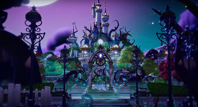 The Magic Kingdom, but covered in darkness - Dreamlight Valley time travel bug