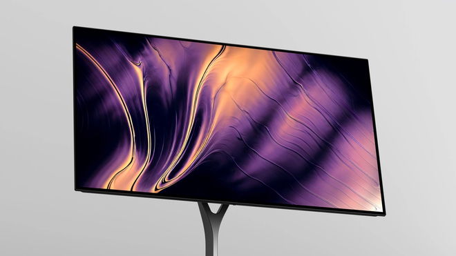 A Dough Spectrum Black monitor screen with yellow and purple colours
