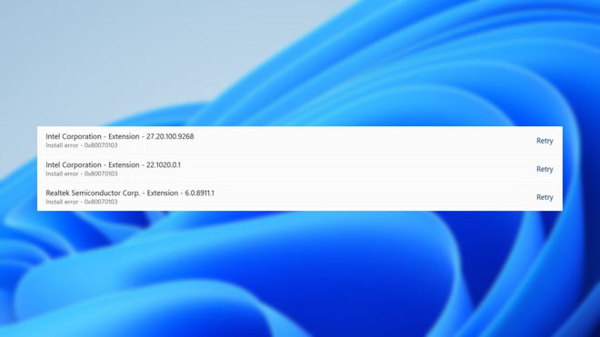 An image of the Windows 0x80070103 Error Code