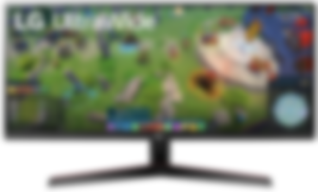 LG UltraWide Monitor 29WP60G-B product image of an ultrawide monitor with a video game on the display.