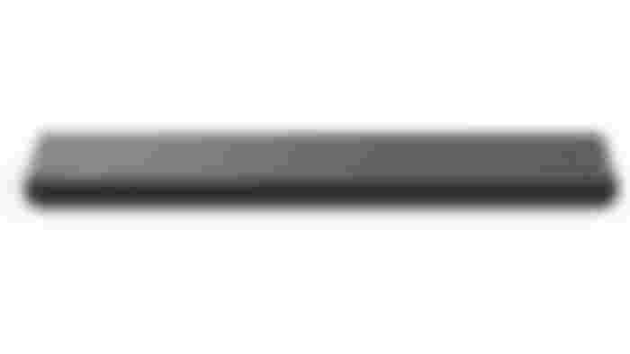 A thin, rectangular, black TCL soundbar.