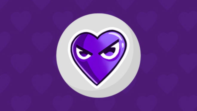 Purple heart icon with angry eyes on a purple background, used for Wicked Whims mod - not working