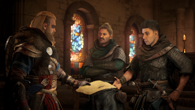 ubisoft steam warnings assassins creed valhalla achievements a viking reads something to his fellow warriors