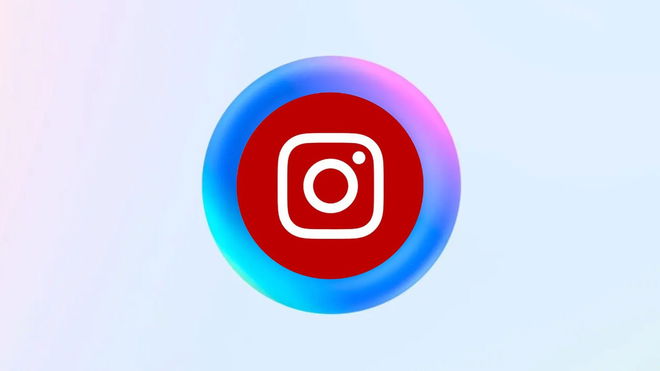 Red version of the Instagram logo in the center of the Meta AI circle wallpaper